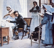 Ren� Laennec, auscultating a patient